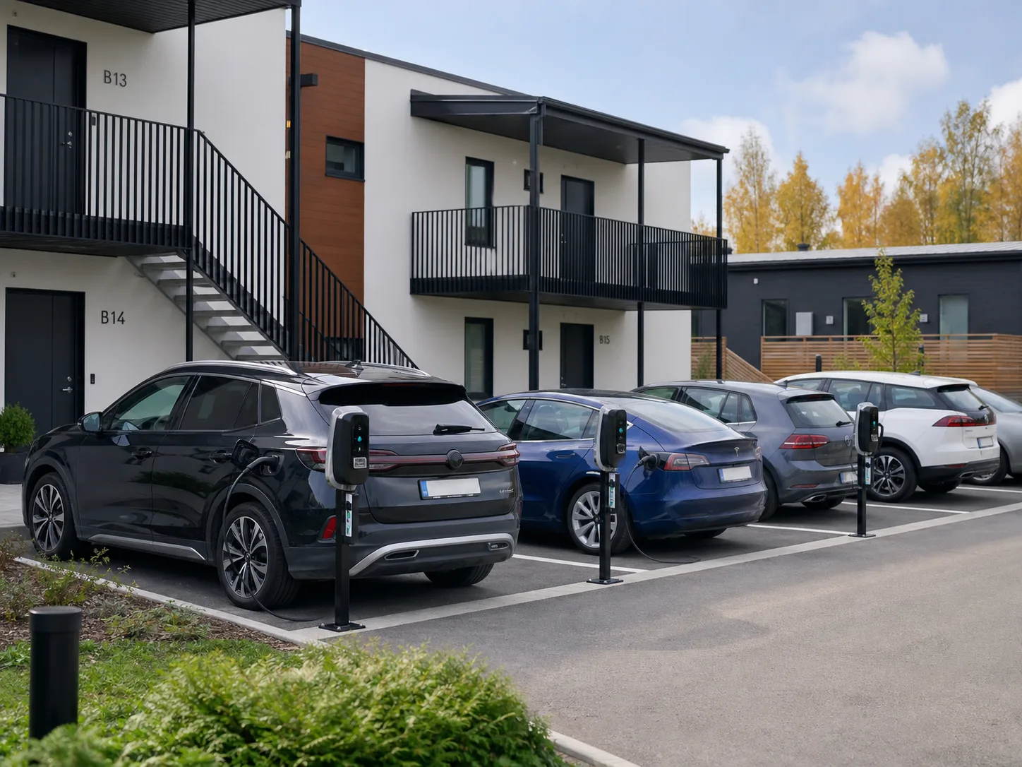 Latauspiste taloyhtiöön parkkipaikalle